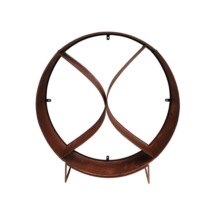 Circle Sculptural Log Storage Natural Rust H116cm W110cm