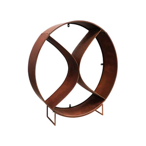 Circle Sculptural Log Storage Natural Rust H116cm W110cm