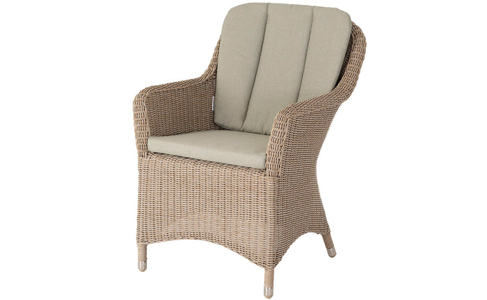 Alexander Rose - Hazelmere Natural Dining Armchair with Pistachio Cushion