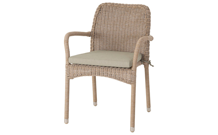 Alexander Rose - Hazelmere Natural Stacking Dining Armchair with Pistachio Cushion