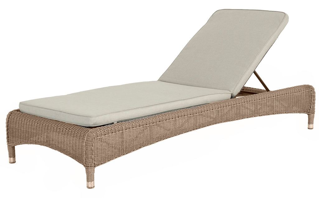 Alexander Rose - Hazelmere Natural Adjustable Stacking Sunbed with Pistachio Cushion