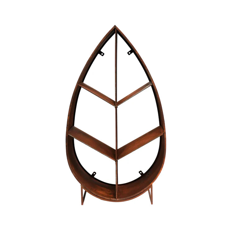 Leaf on Stand Sculptural Log Storage Natural Rust H124cm W70cm