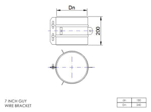 7” Insulated Twin Wall - Guy Wire Bracket - Matt Black