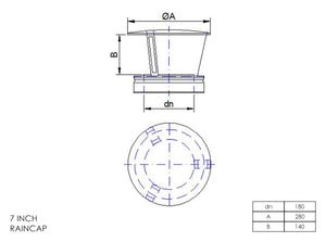 7” Insulated Twin Wall - Rain Caps - Matt Black