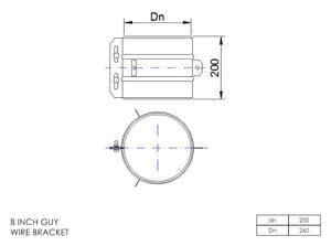 8” Insulated Twin Wall - Guy Wire Bracket - Matt Black