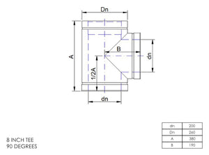 8”  Insulated Twin Wall - Short Tees - Stainless Steel