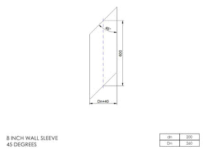 8” Insulated Twin Wall - 45-Degree Wall Sleeve - Stainless Steel