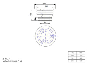 8” Insulated Twin Wall - Rain Caps - Stainless Steel