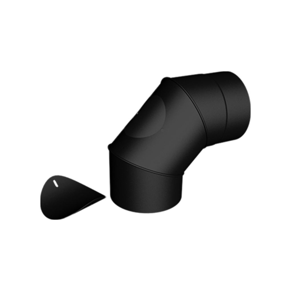 5" Stove Pipe - Elbows With Door - Matt Black