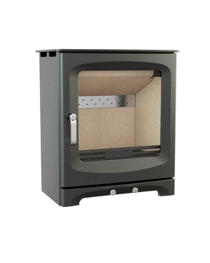 Alderwood Eco Stove shown with no flame cutout on white background