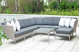 Skyline Design - Brafta - Silver Walnut 8 Seat Outdoor Lounge Set With Coffee Table