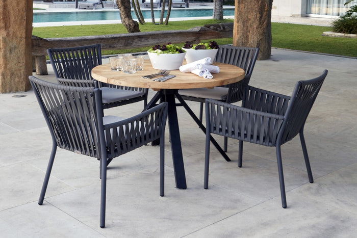 Skyline Design - Bowline - 4 Seat Outdoor Dining Set with Alaska Carbon Round Dining Table