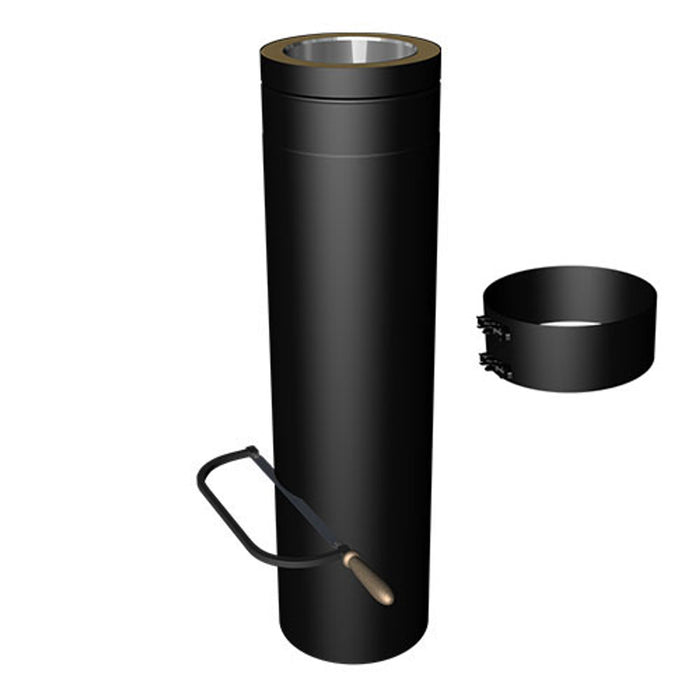 5" Insulated Twin Wall - 1000mm Cuttable Length With Fusion Locking Band - Matt Black