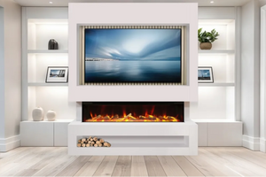 Celsi - E-VR S1600 Media Wall Suite - White with Acoustic Oak Back Panel