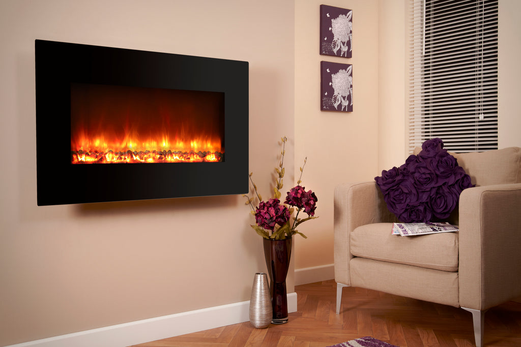 Celsi - Electriflame Fires -  XD 1100 Black Glass Wall Mounted Electric Fire