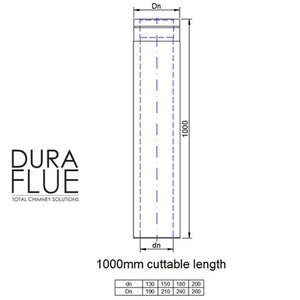 6” Insulated Twin Wall - 1000mm Cuttable Length With Fusion Locking Band - Stainless Steel