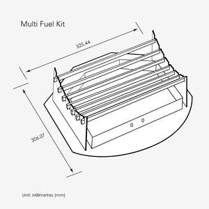 Future Fires - Panoramic FX1 8kW Wood Burning Stove multifuel kit measurements