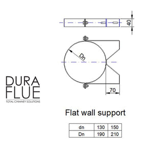 5" Insulated Twin Wall - Flat Wall Support - Matt Black