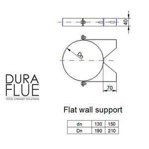 6” Insulated Twin Wall - Flat Wall Support - Matt Black