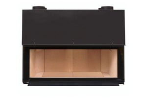 Ulys 1100 - 14kW Inset Wood Stove against a white background with empty interior shown