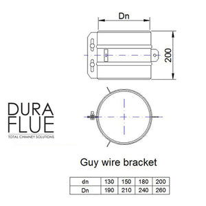 6” Insulated Twin Wall - Guy Wire Bracket - Matt Black