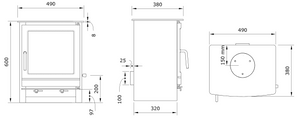 Henley Hampshire 7kW stove dimensions