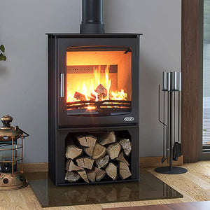 Henley Hazelwood 5 Landscape with Logstore on glass hearth