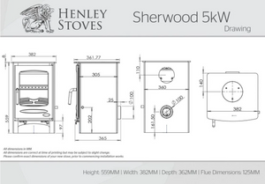 Henley Sherwood 5kW stove dimensions