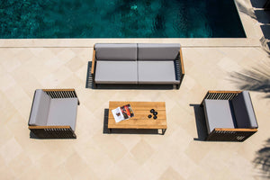 Skyline Design - Horizon - 4 Seat Outdoor Lounge Set With Teak Nautic Coffee Table