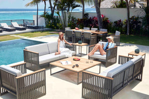 Skyline Design - Horizon - 6 Seat Outdoor Lounge Set With Teak Nautic Coffee and Side Tables