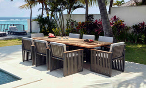 Skyline Design - Horizon - 8 Seat Outdoor Dining Set With Teak Alaska Table