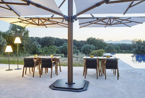 Skyline Design - Flexx - 16 Seat Outdoor Teak Dining Set with Carectere Multi-Parasol