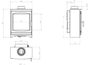 Portway - Luxima Deluxe 4.6kW Gas Stove - Black Enamel Interior dimensions