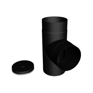 5" Stove Pipe - 90 Degree Tee with End Cap - Matt Black