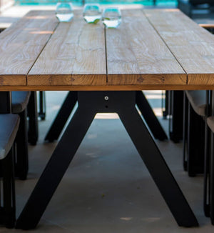 Skyline Design - Trinity - Carbon 6 Seat Outdoor Dining Set with Teak Alaska Table