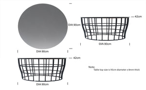 Optik Carbon Large Round Coffee Table dimensions