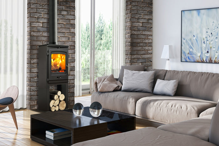 Portway - P1 Contemporary with High Legs - 4.9kW Multifuel Stove