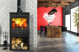 Portway - P2 Contemporary with Log Store - 8kW Multifuel Stove