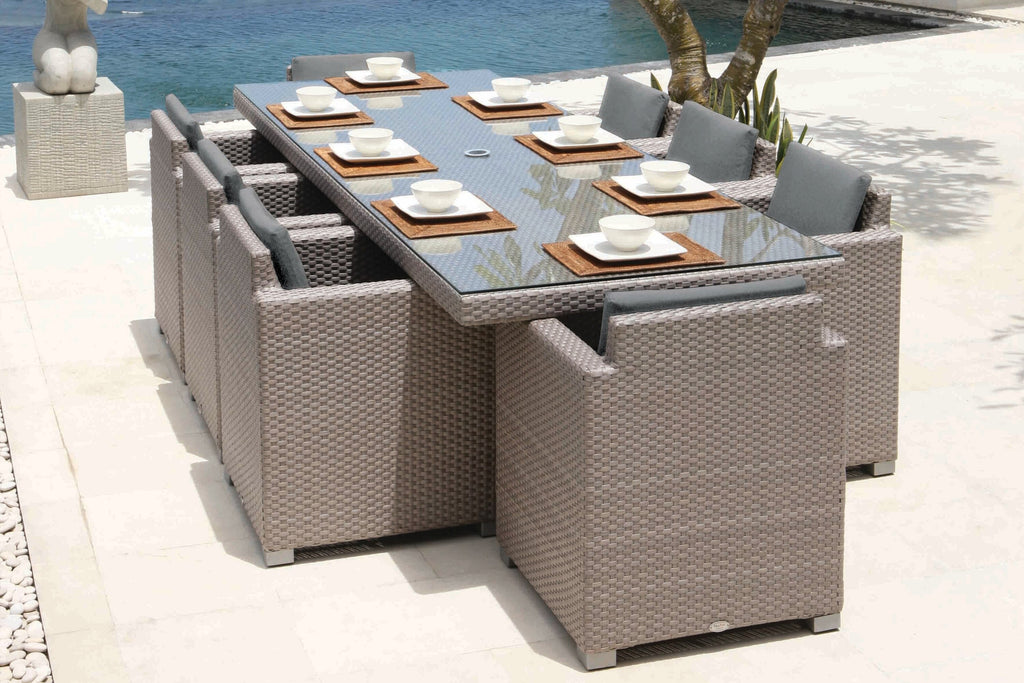 Skyline Design - Pacific - 8 Seat Outdoor Dining Set with Rectangle Dining Table