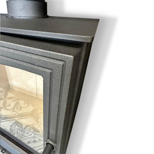 Woodford - Pankhurst Small 4.1kW Eco Design Wood Burning Stove top corner detail