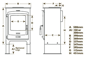 Portway - P1 Contemporary with Low Legs - 4.9kW Multifuel Stove