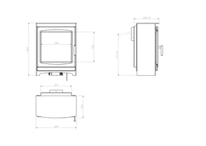 Portway - Luxima Gemma Contemporary - 3kW Balanced Flue Gas Stove dimensions