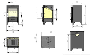 Henley Redwood Eco Stove dimensions