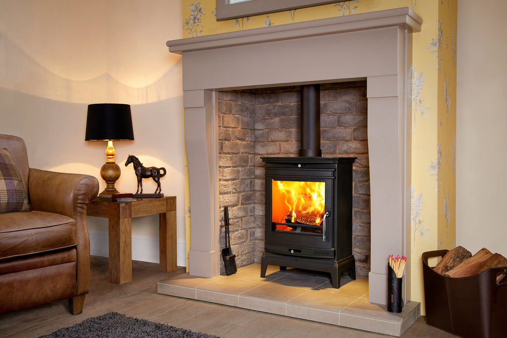 Portway - Rochester 7 - 7kW Multifuel Stove with Black Door Strip