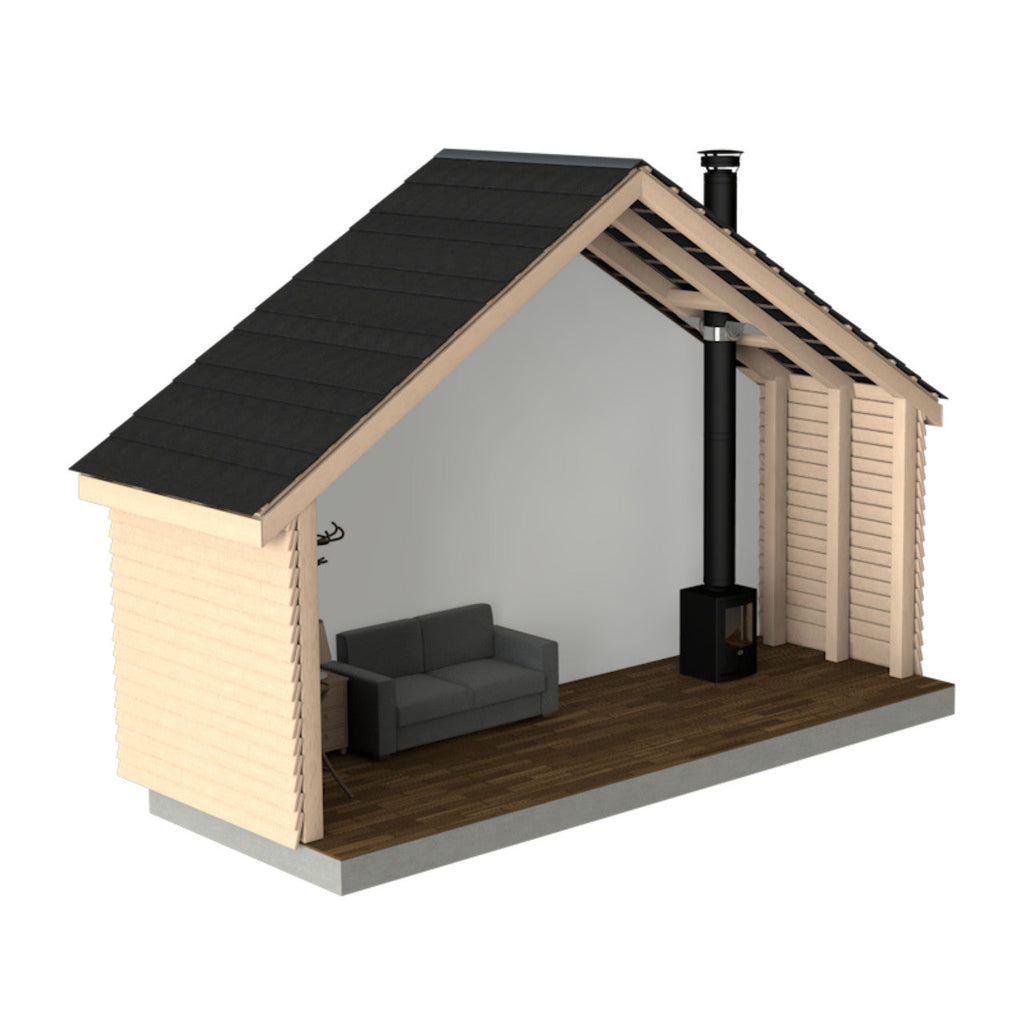 Single Storey Garden Shed/Outhouse 5" Twin Wall Flue System - Matt Black Powder Coat