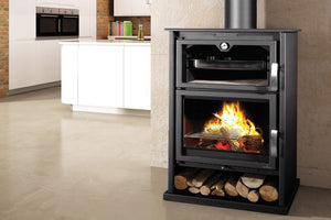 Bronpi - Suiza - 14kW Wood Burning Oven Stove in a kitchen