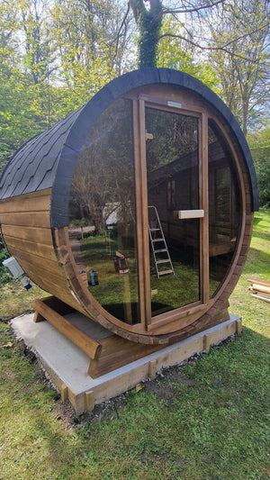 Terrace Sauna 160 with front glass wall