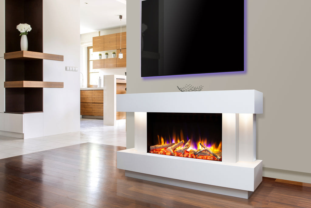 Celsi - Ultiflame VR Toronto 800 Illumia- Smooth White Freestanding Suite