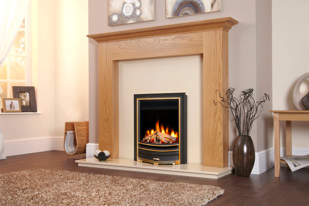 Celsi - Ultiflame Fires - VR Arcadia Black & Gold Hearth Mounted Electric Fire