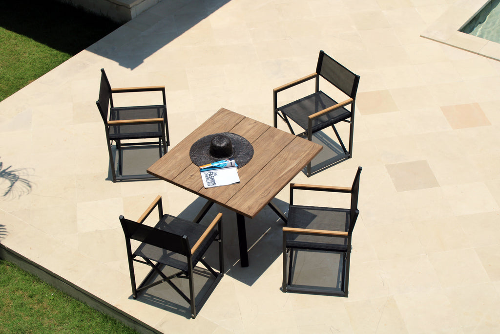 Skyline Design - Venice - Carbon 4 Seat Outdoor Dining Set with Alaska Carbon Square Dining Table
